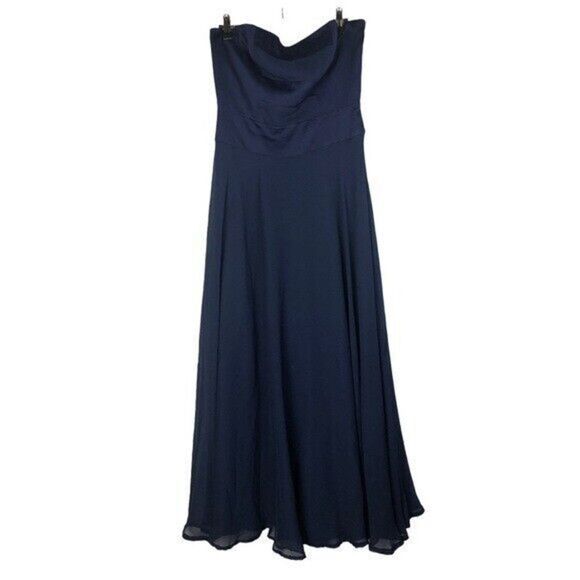 Max and Cleo Navy Blue Strapless Formal A-Line Gown 4 - Picture 1 of 4